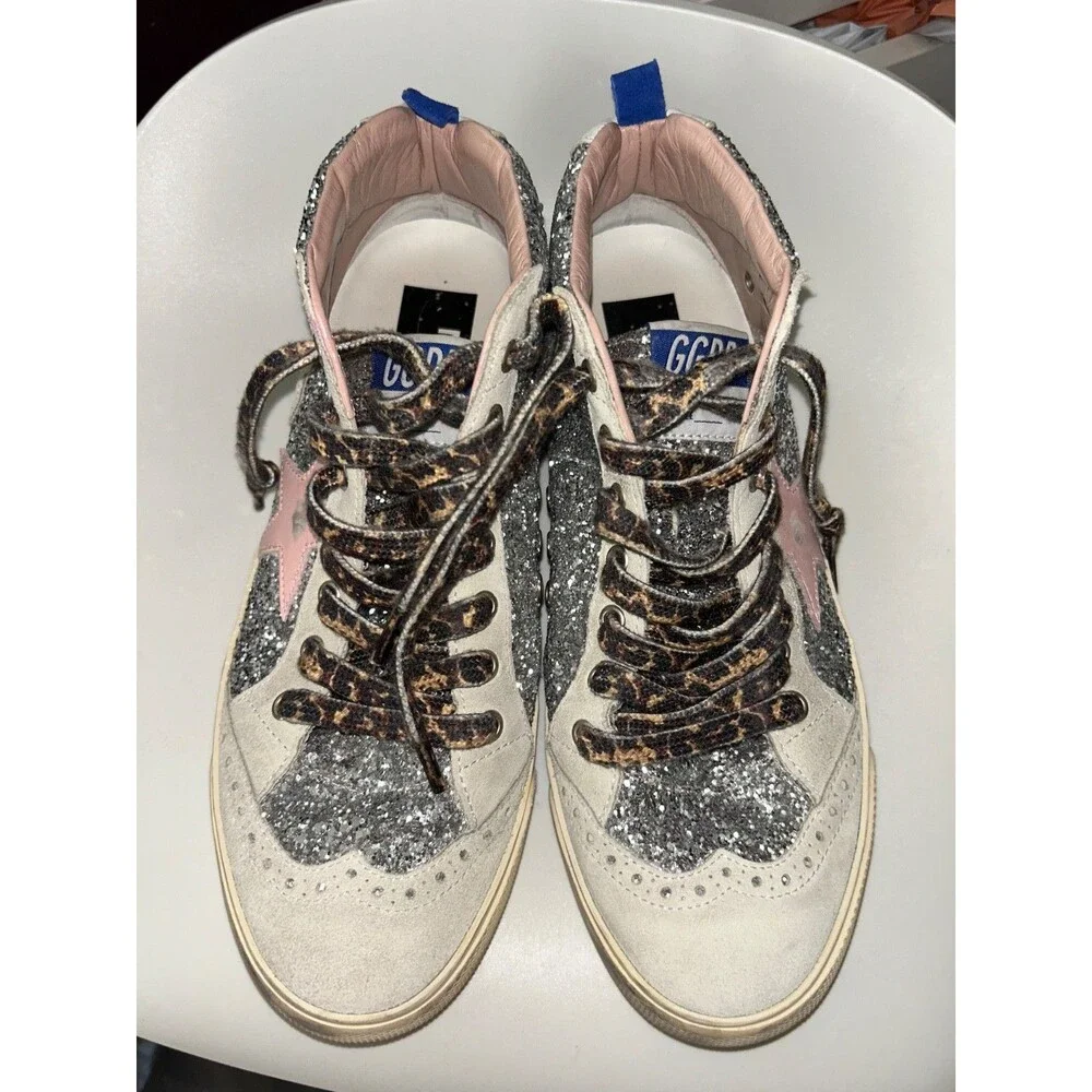 Golden Goose Women's Mid Star Glitter Covered Mid Top Sneakers size 40/9 NWOT